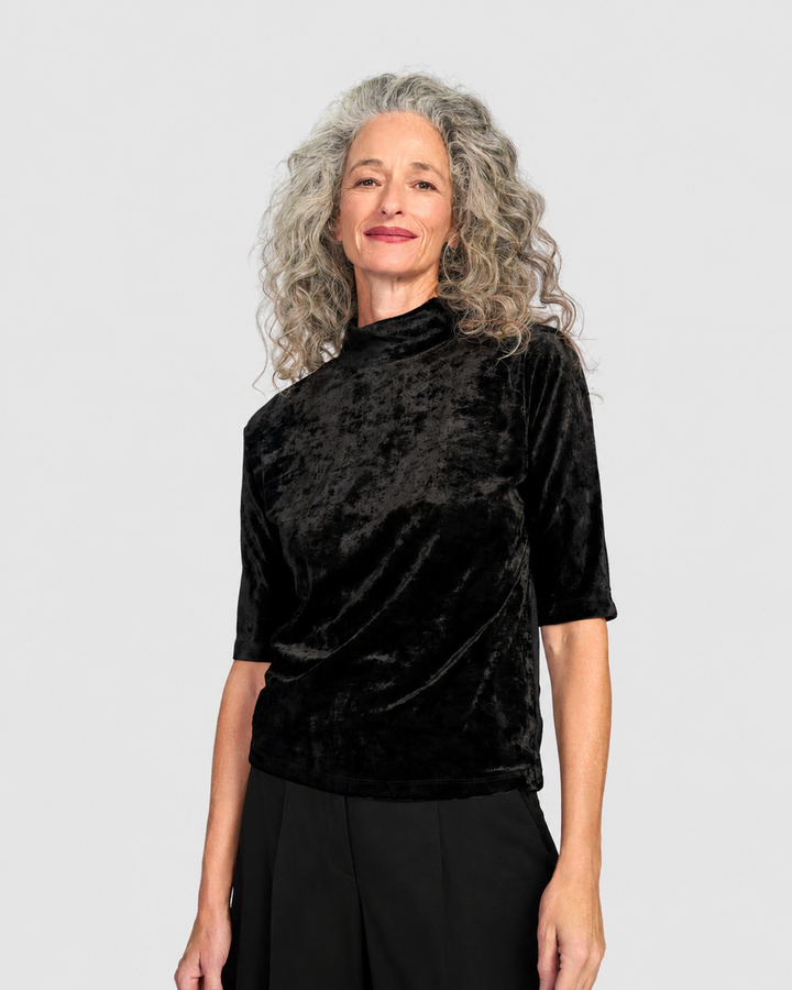 Adagio Mockneck Top, Black Flora