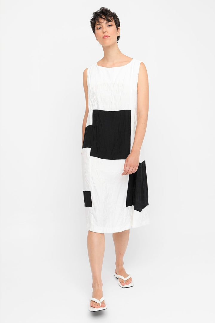 Ozai N Ku Block Sleeveless Midi Dress, Black/white