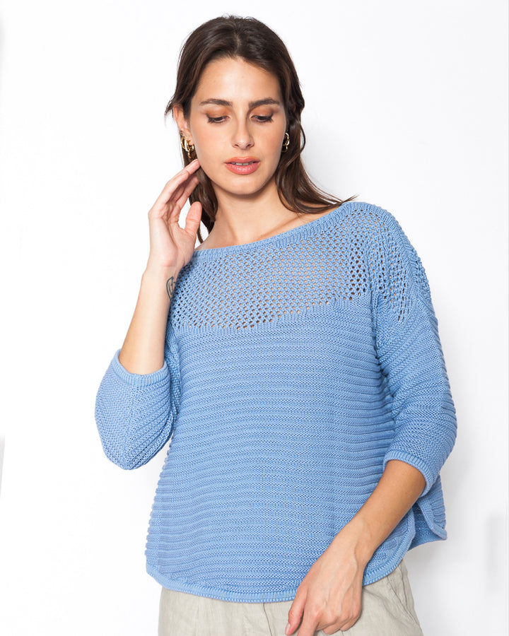 Blueberry Ariana Cotton Sweater, Blue