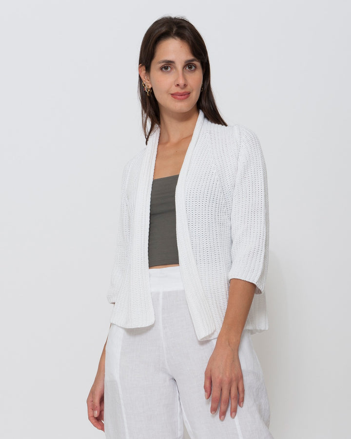 Blueberry Anchor Cardigan, White