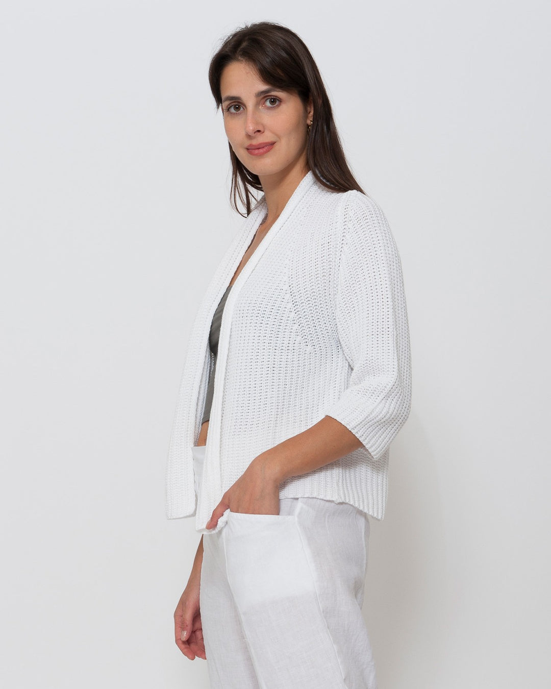 Blueberry Anchor Cardigan, White