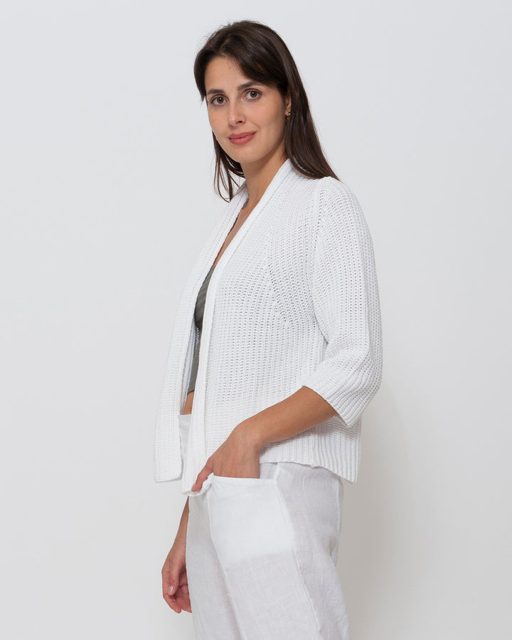 Blueberry Anchor Cardigan, White