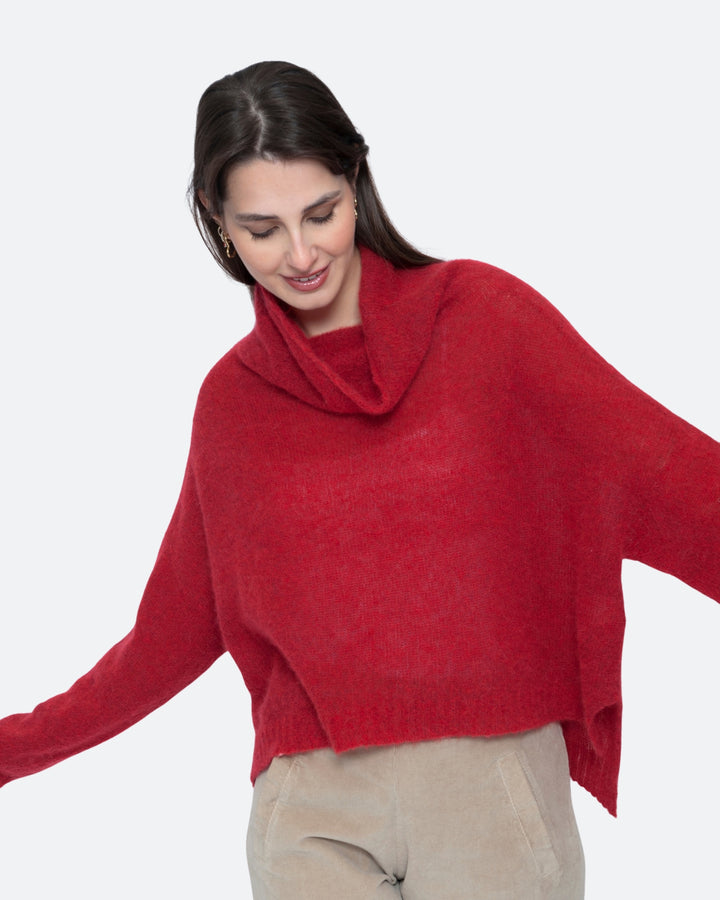 Blueberry Alpaca Turtleneck Sweater, Cherry