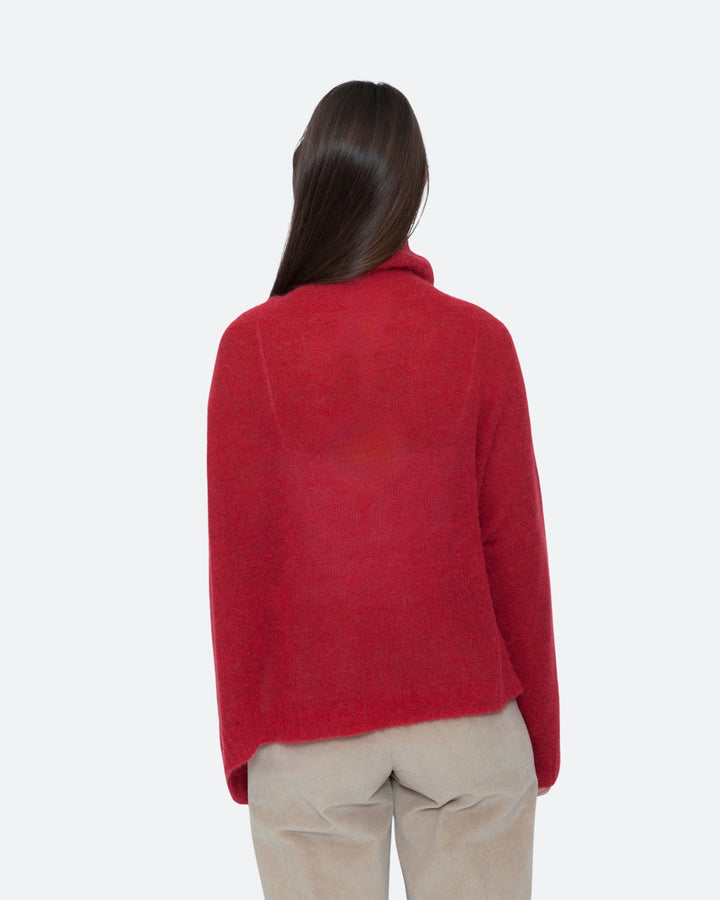 Blueberry Alpaca Turtleneck Sweater, Cherry