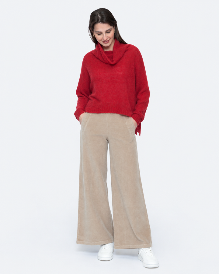 Blueberry Alpaca Turtleneck Sweater, Cherry