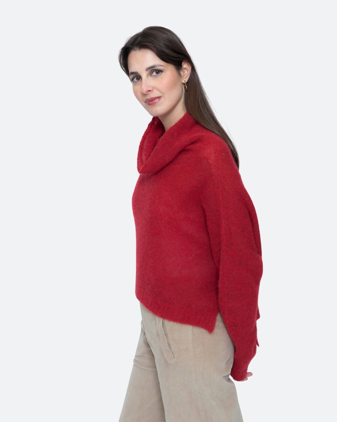 Blueberry Alpaca Turtleneck Sweater, Cherry