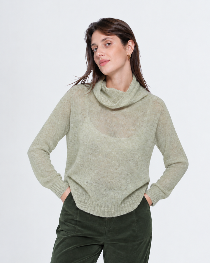Blueberry Alpaca Turtleneck Sweater, Sage