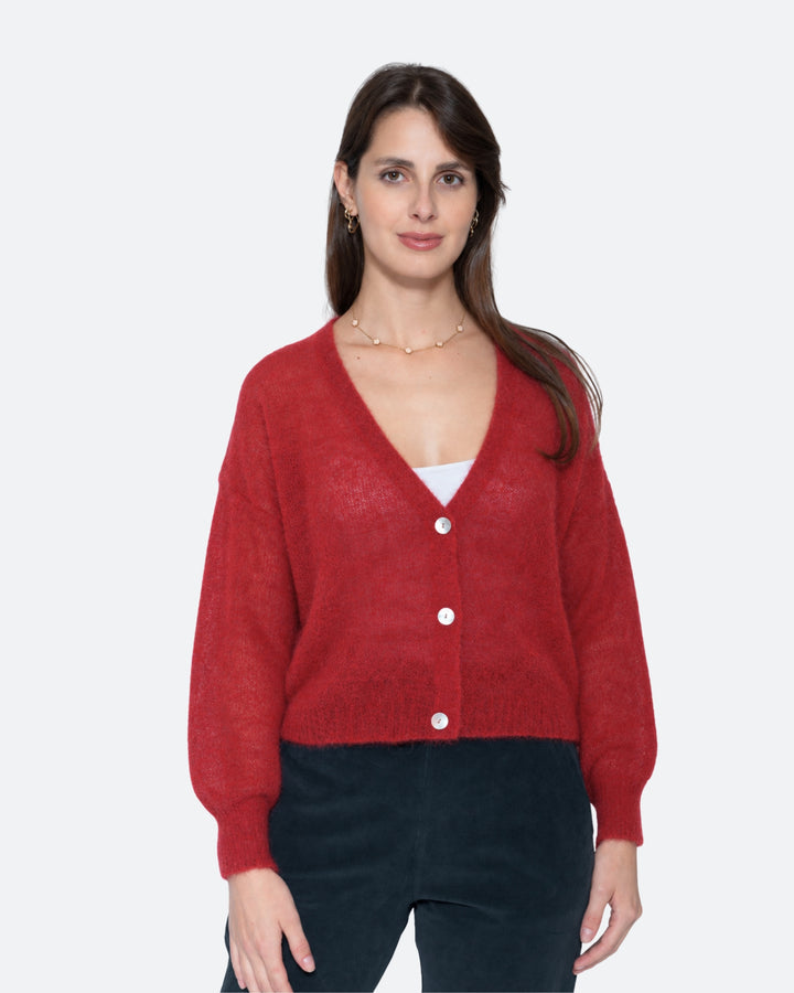 Blueberry Alpaca Cardigan, Cherry