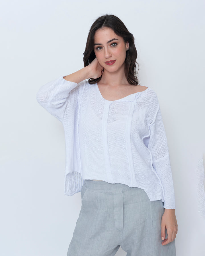 Blueberry Adrift Sweater, White