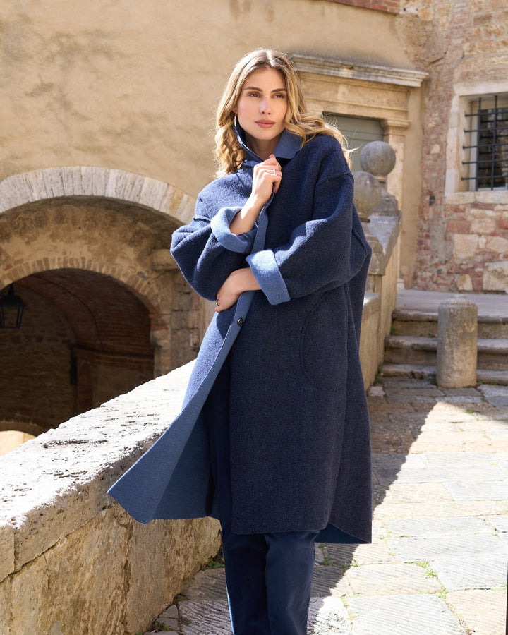 Blueberry Two Tone Overcoat, Navy