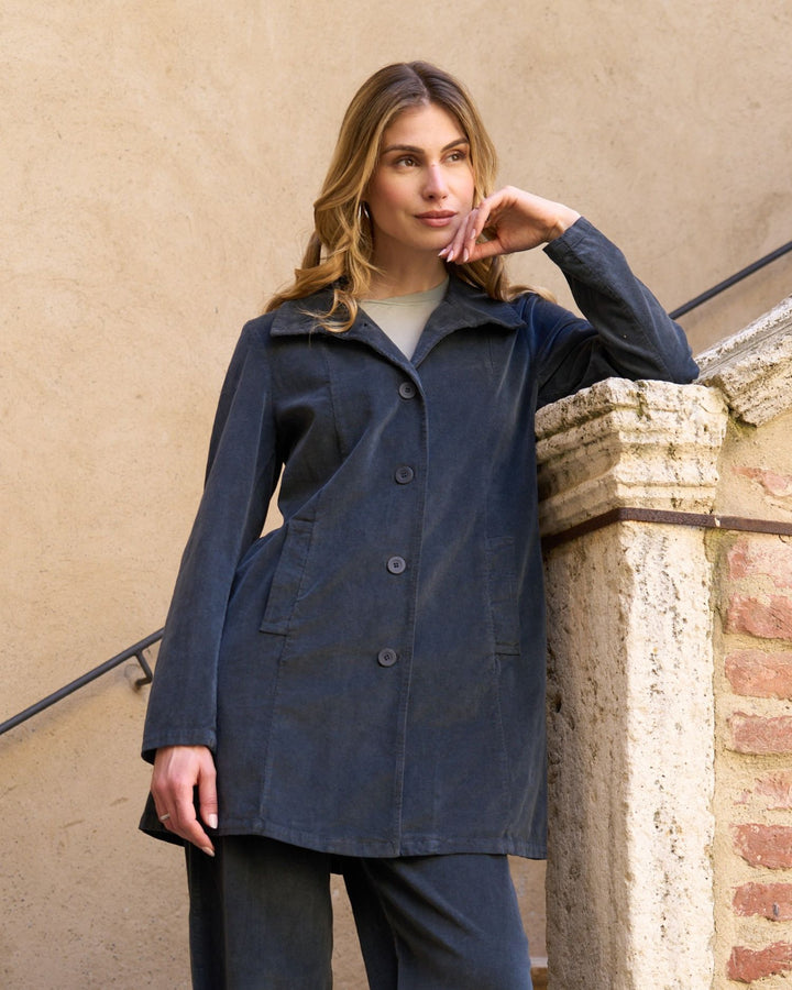 Blueberry Cord Midi Jacket, Anthracite