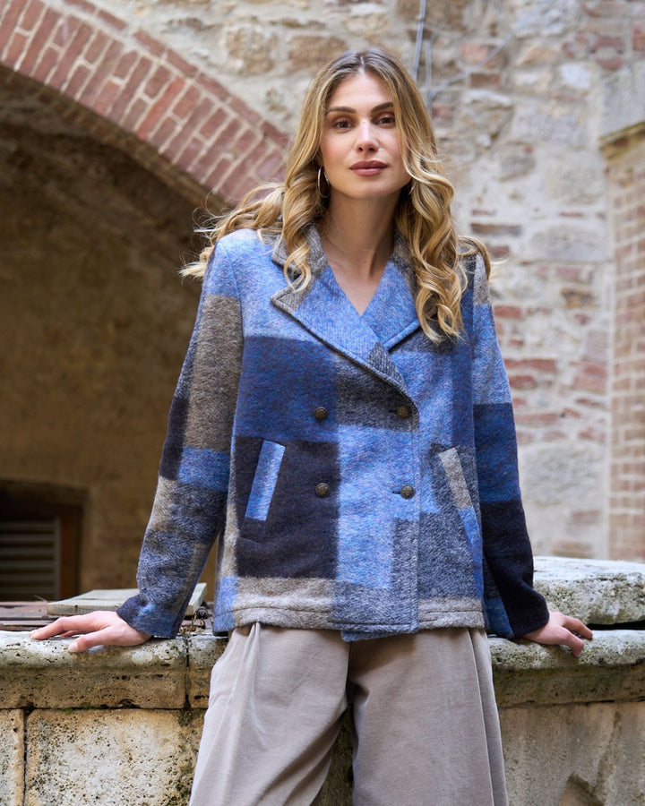Blueberry Patchwork Peacoat, Blue/Grey