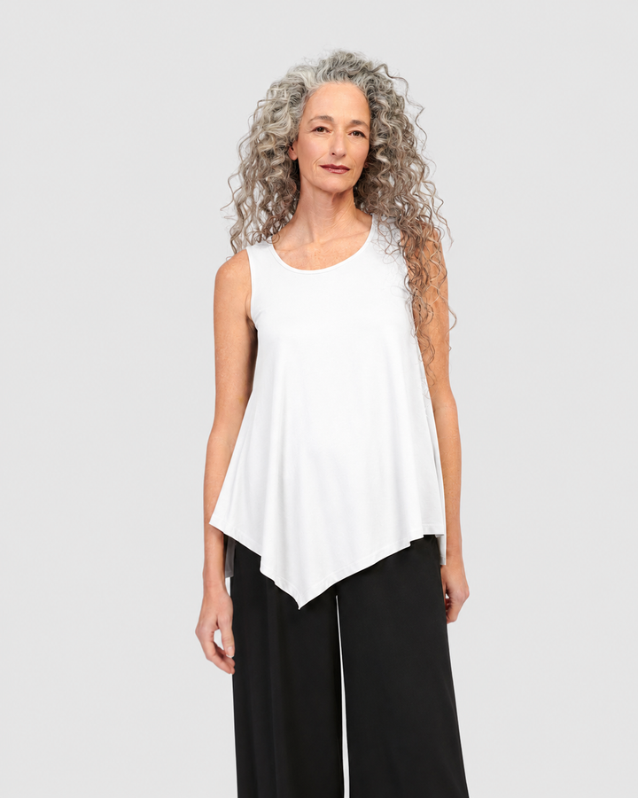 Essential Point Hem Tank Top, White