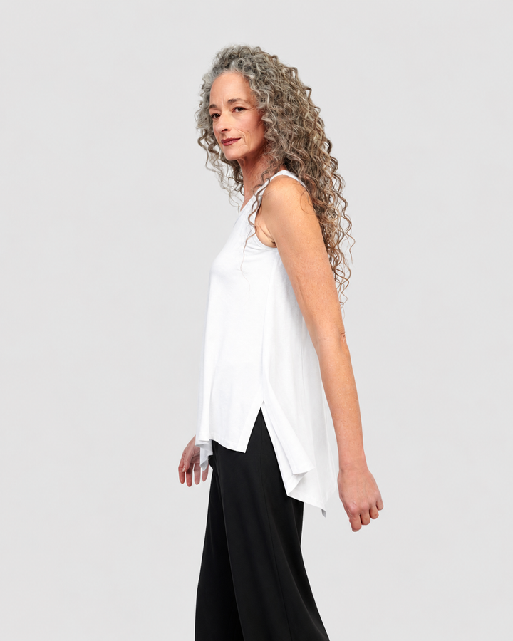 Essential Point Hem Tank Top, White