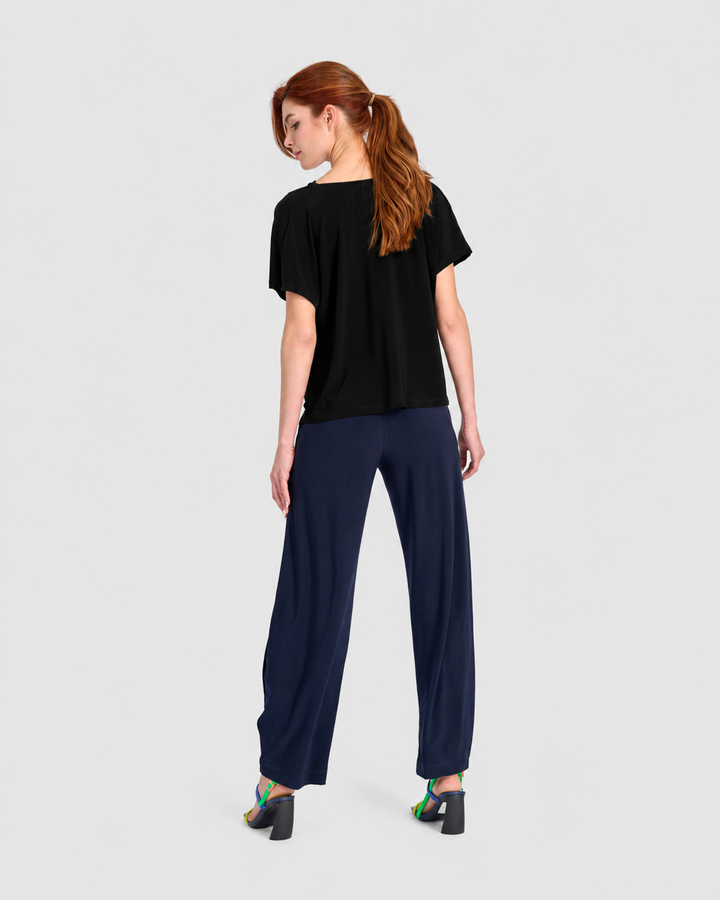 Fluid Slinky Cowl Top, Black