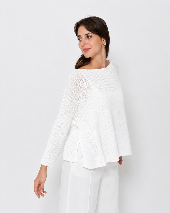 Blueberry Side Split Sweater, White