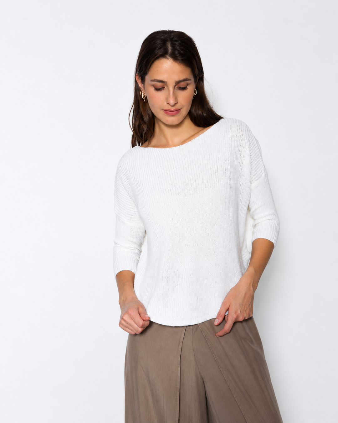 Blueberry Side Split Sweater, White