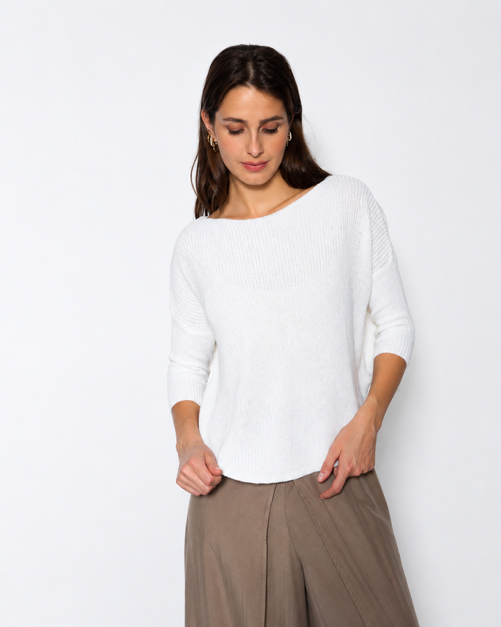 Blueberry Side Split Sweater, White