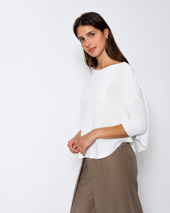 Blueberry Side Split Sweater, White