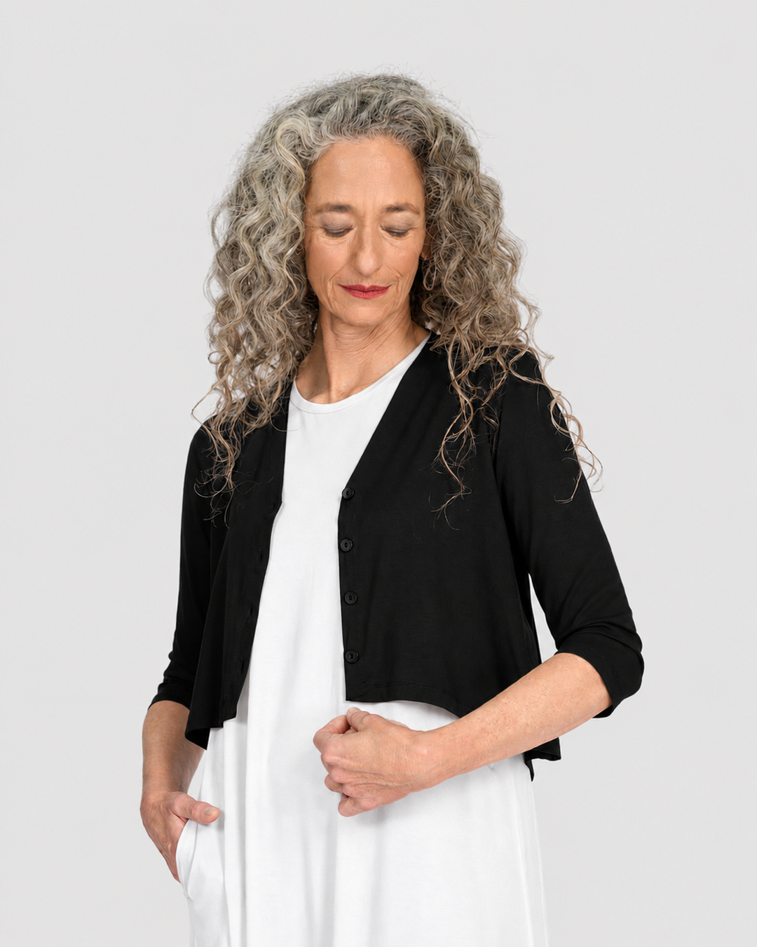 Essential Crop Cardigan, Black