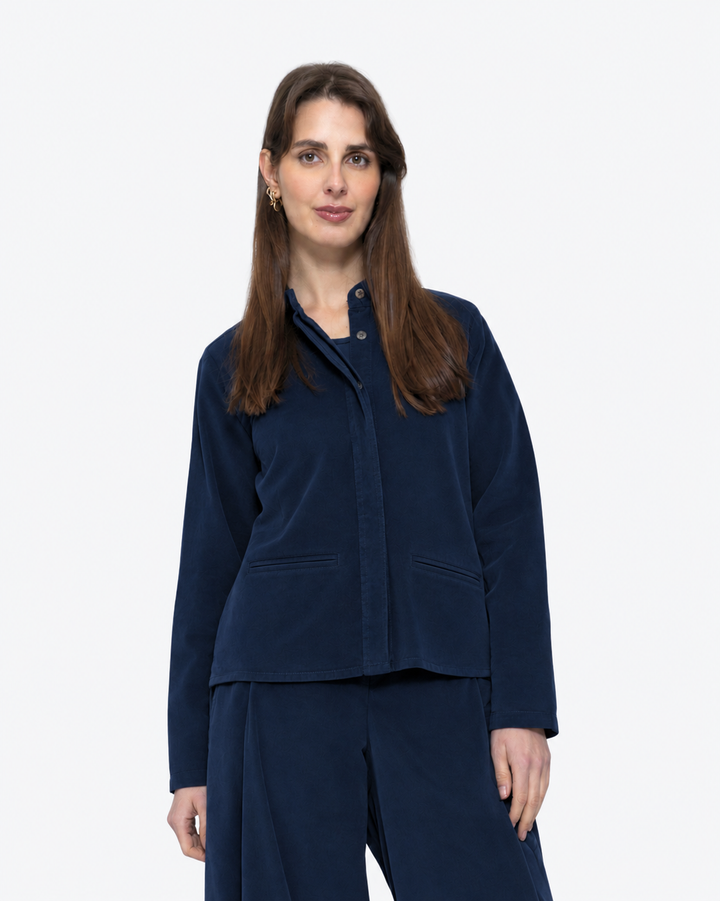 Blueberry Cord Shacket, Navy