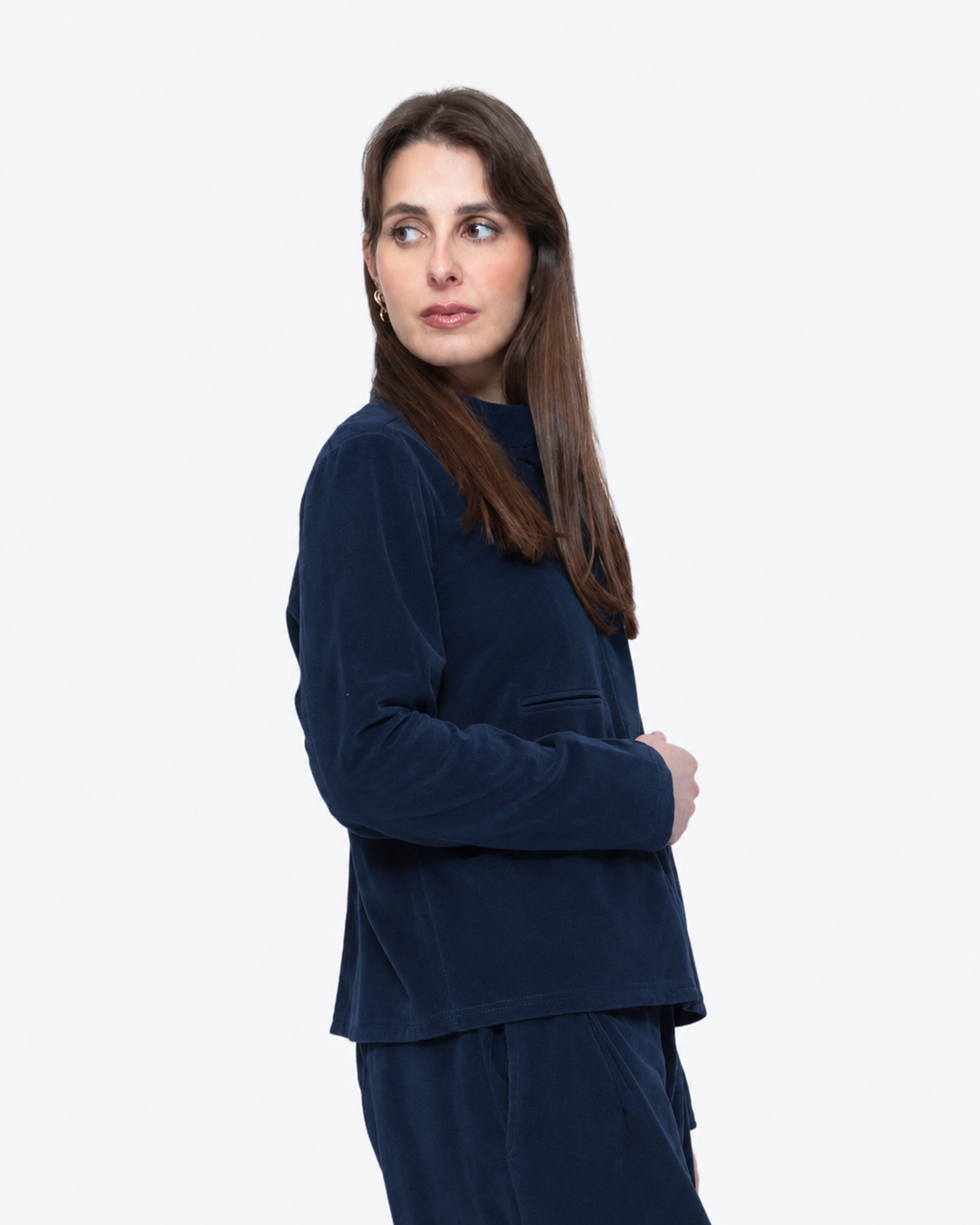 Blueberry Cord Shacket, Navy