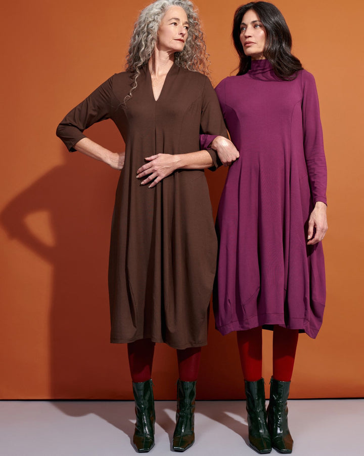 Essential Turtleneck Cocoon Dress, Sangria