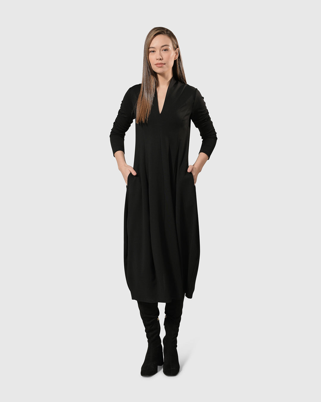 Essential Pockets Cocoon Dress, Black