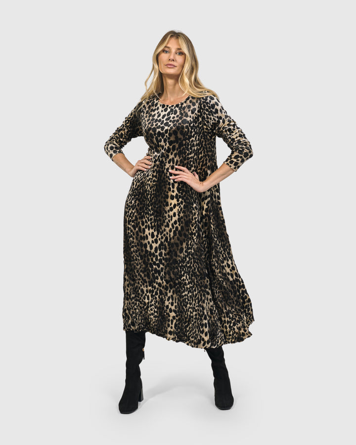 Spotted Velvet Maxi Dress, Leopard