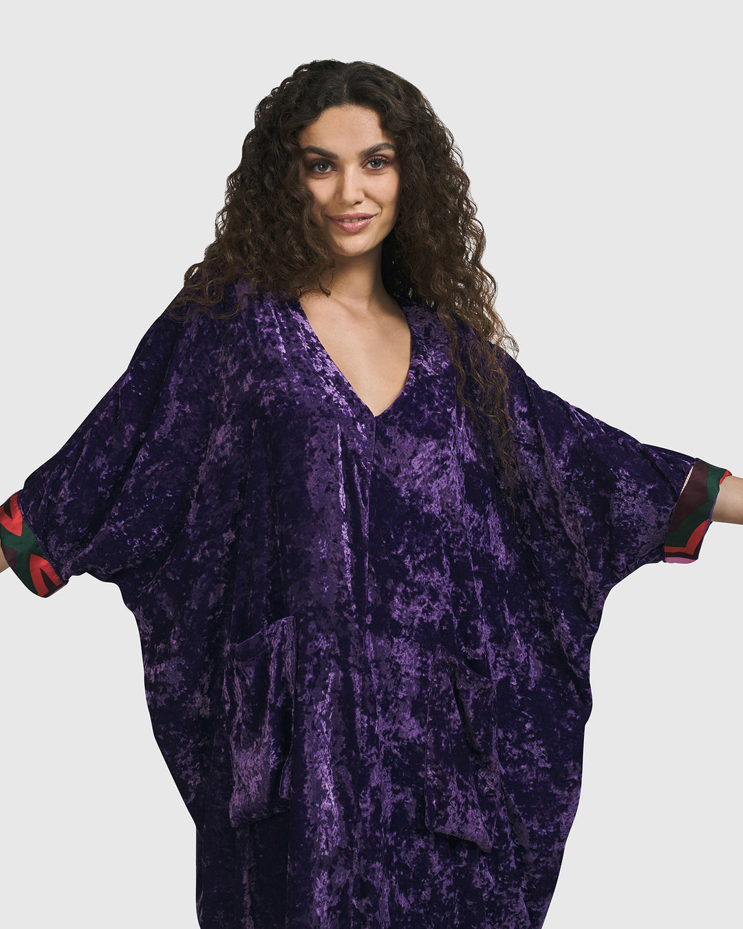 Valentina Velvet Muumuu Dress, Purple