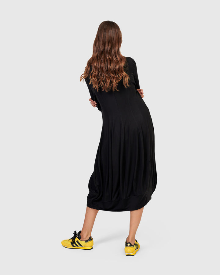 Essential Turtleneck Cocoon Dress, Black