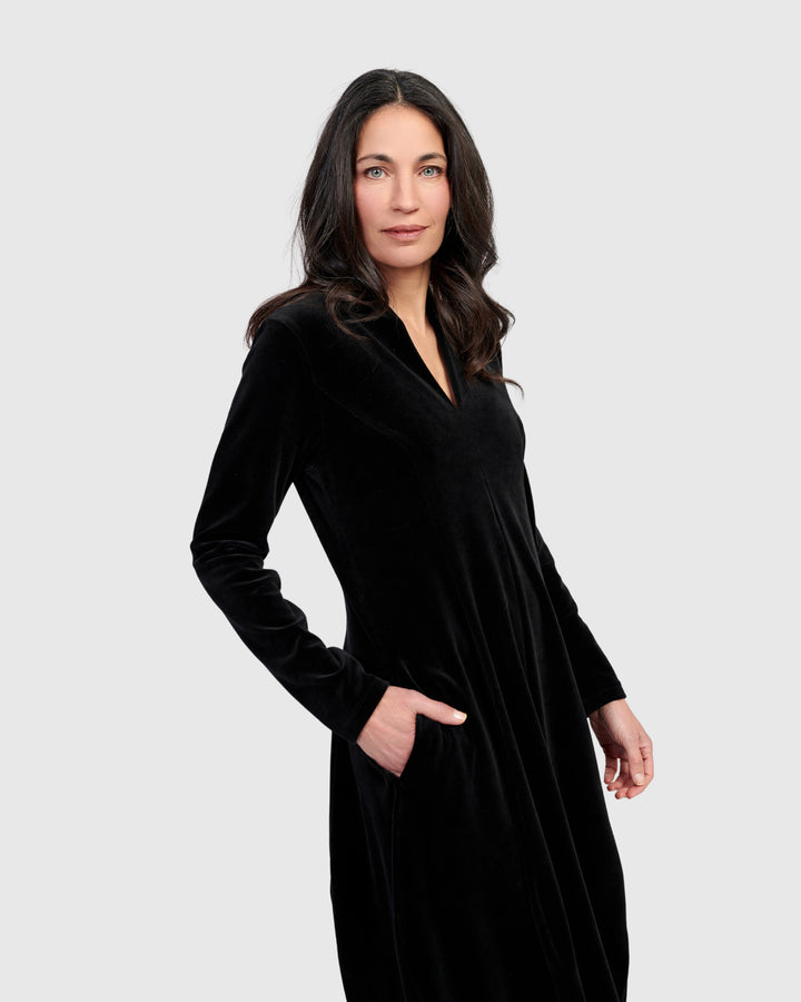 Everyday Velvet Cocoon Dress, Black