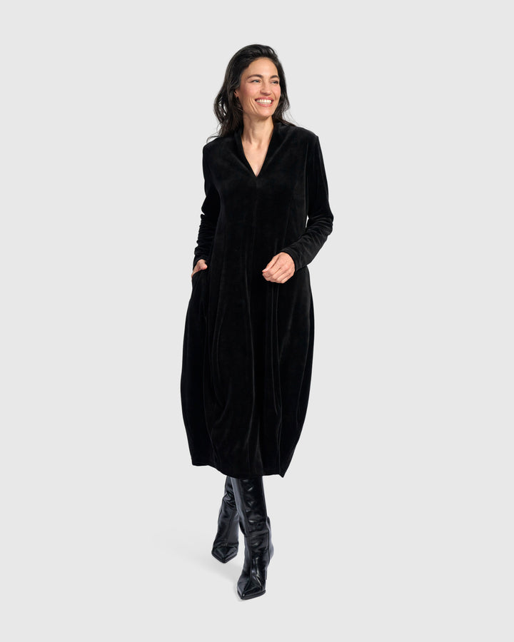 Everyday Velvet Cocoon Dress, Black