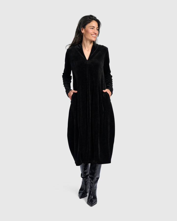 Everyday Velvet Cocoon Dress, Black