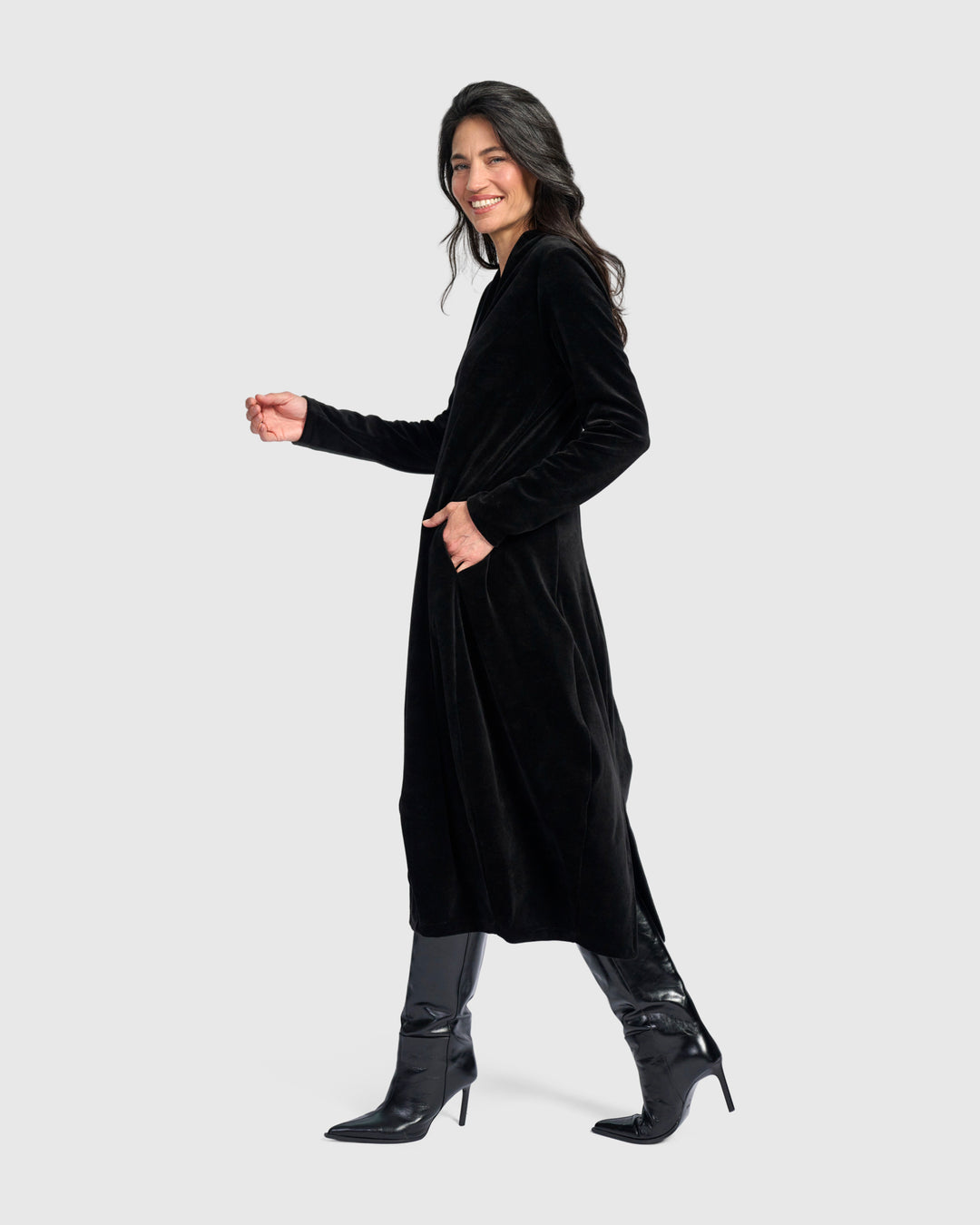Everyday Velvet Cocoon Dress, Black