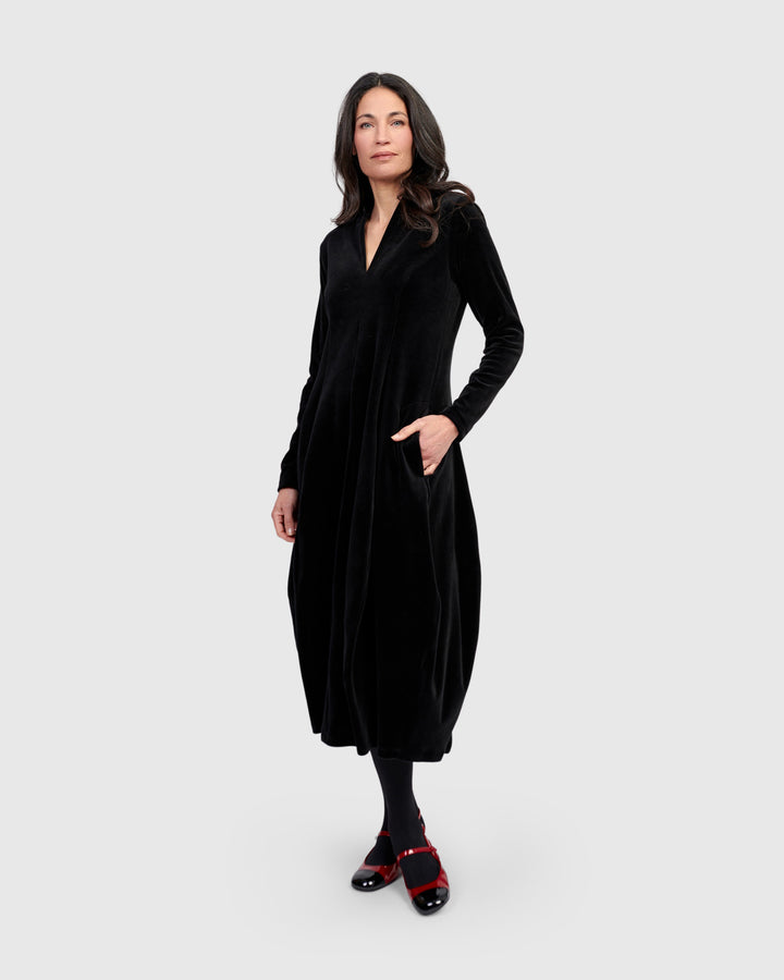 Everyday Velvet Cocoon Dress, Black