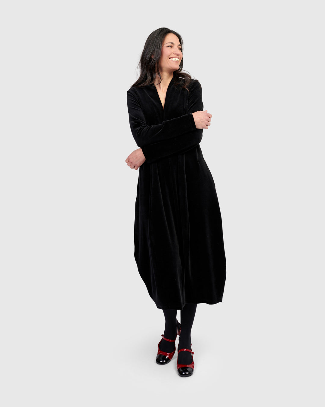 Everyday Velvet Cocoon Dress, Black