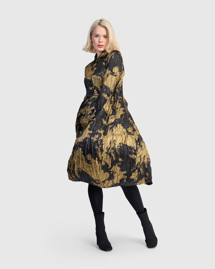 Chroma Babydoll Shirtdress, Gold