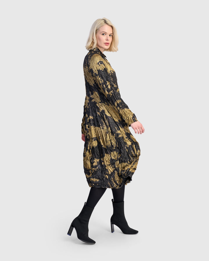 Chroma Babydoll Shirtdress, Gold