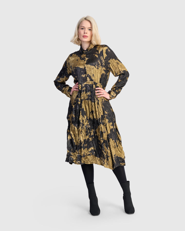 Chroma Babydoll Shirtdress, Gold