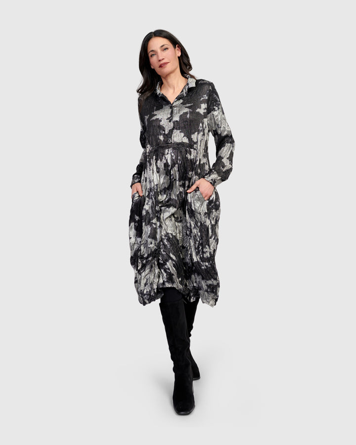 Chroma Babydoll Shirtdress, Silver