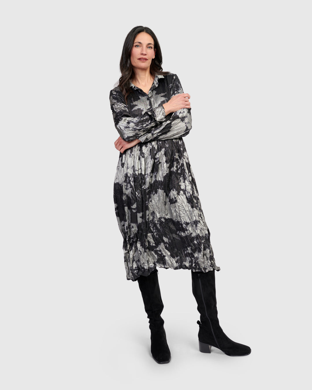 Alembika Chroma Babydoll Shirtdress, Silver Silver / 3 (US 10-12)
