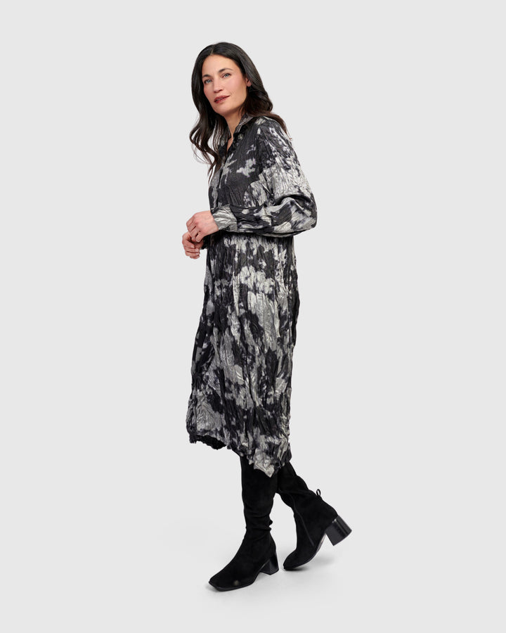 Chroma Babydoll Shirtdress, Silver