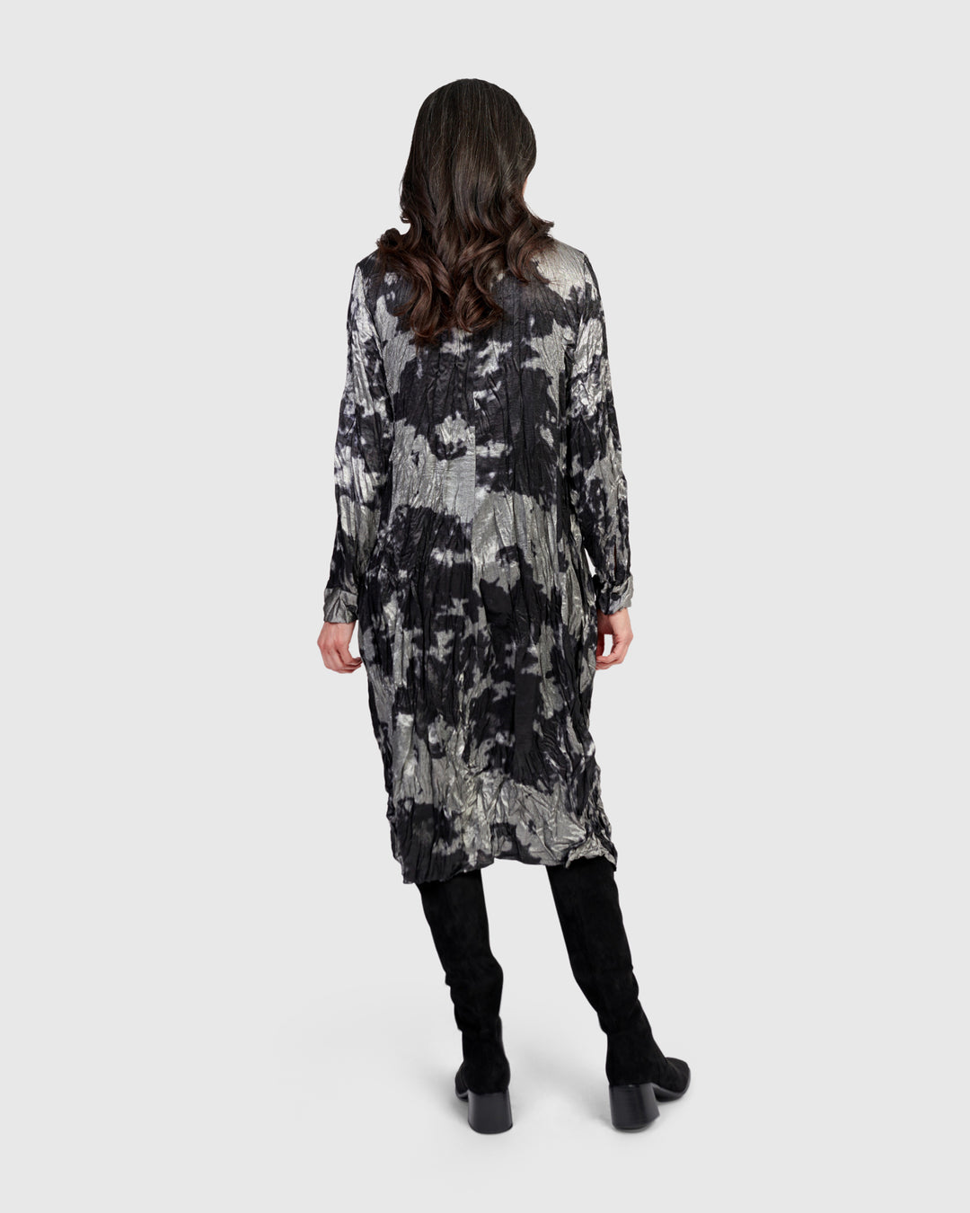 Chroma Babydoll Shirtdress, Silver