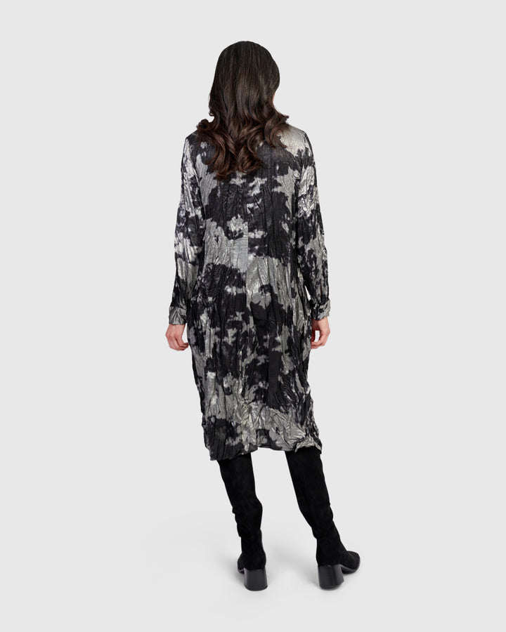 Chroma Babydoll Shirtdress, Silver
