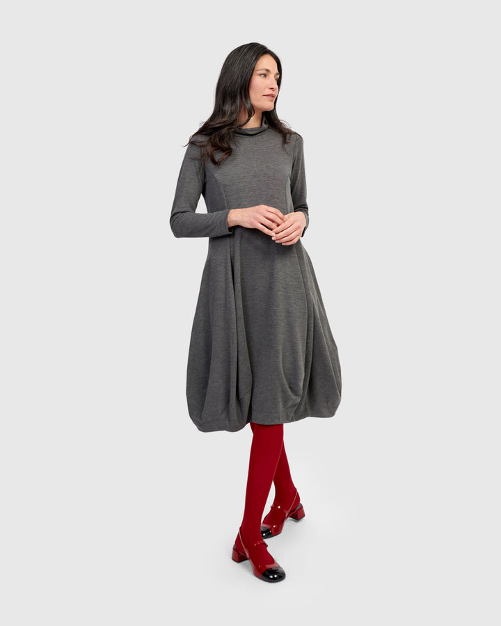 Essential Heavyweight Turtleneck Dress, Grey