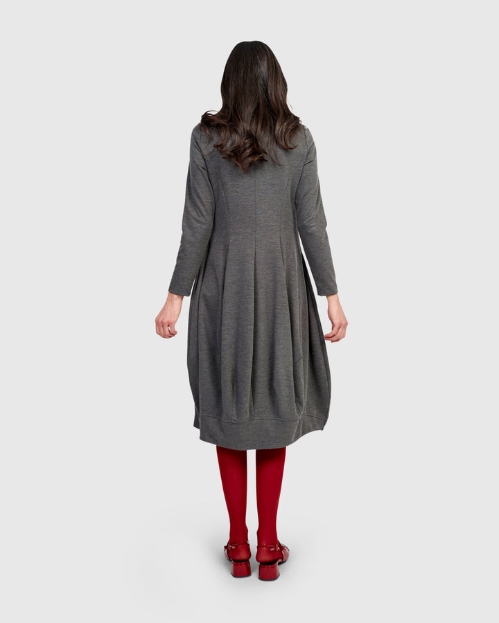Essential Heavyweight Turtleneck Dress, Grey
