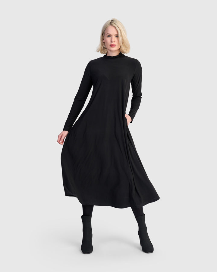 Essential Slinky A-line Dress, Black