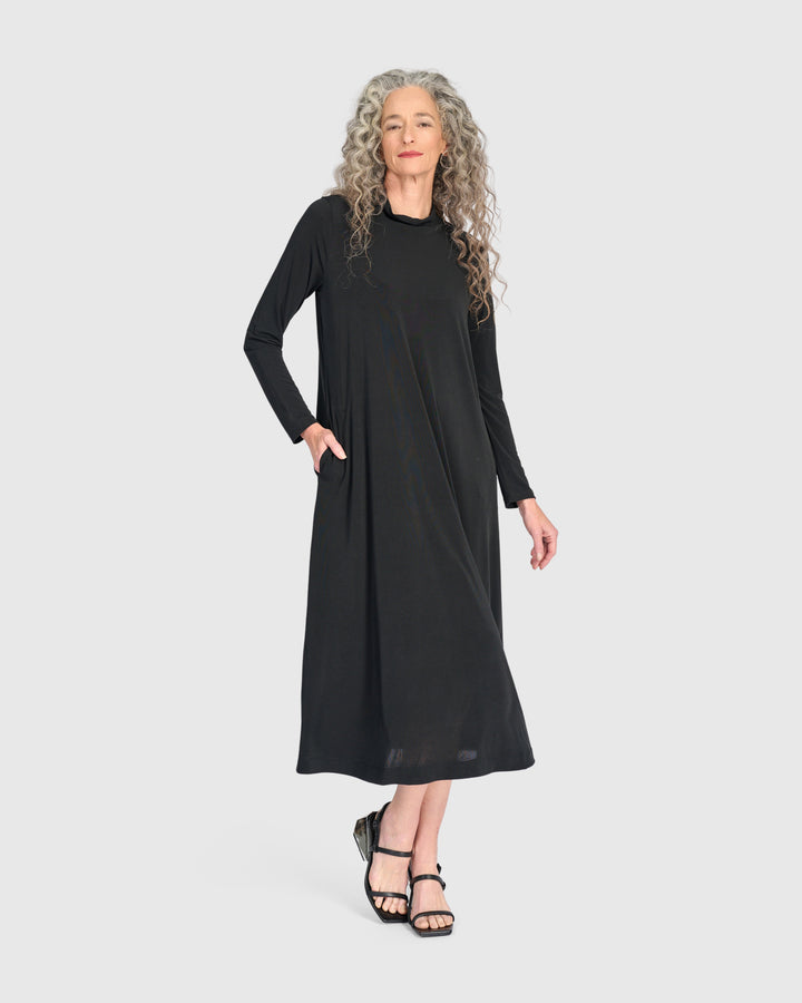 Essential Slinky A-line Dress, Black