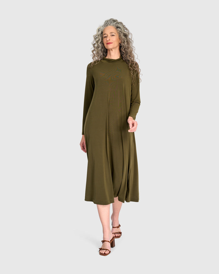 Essential Slinky A-line Dress, Khaki